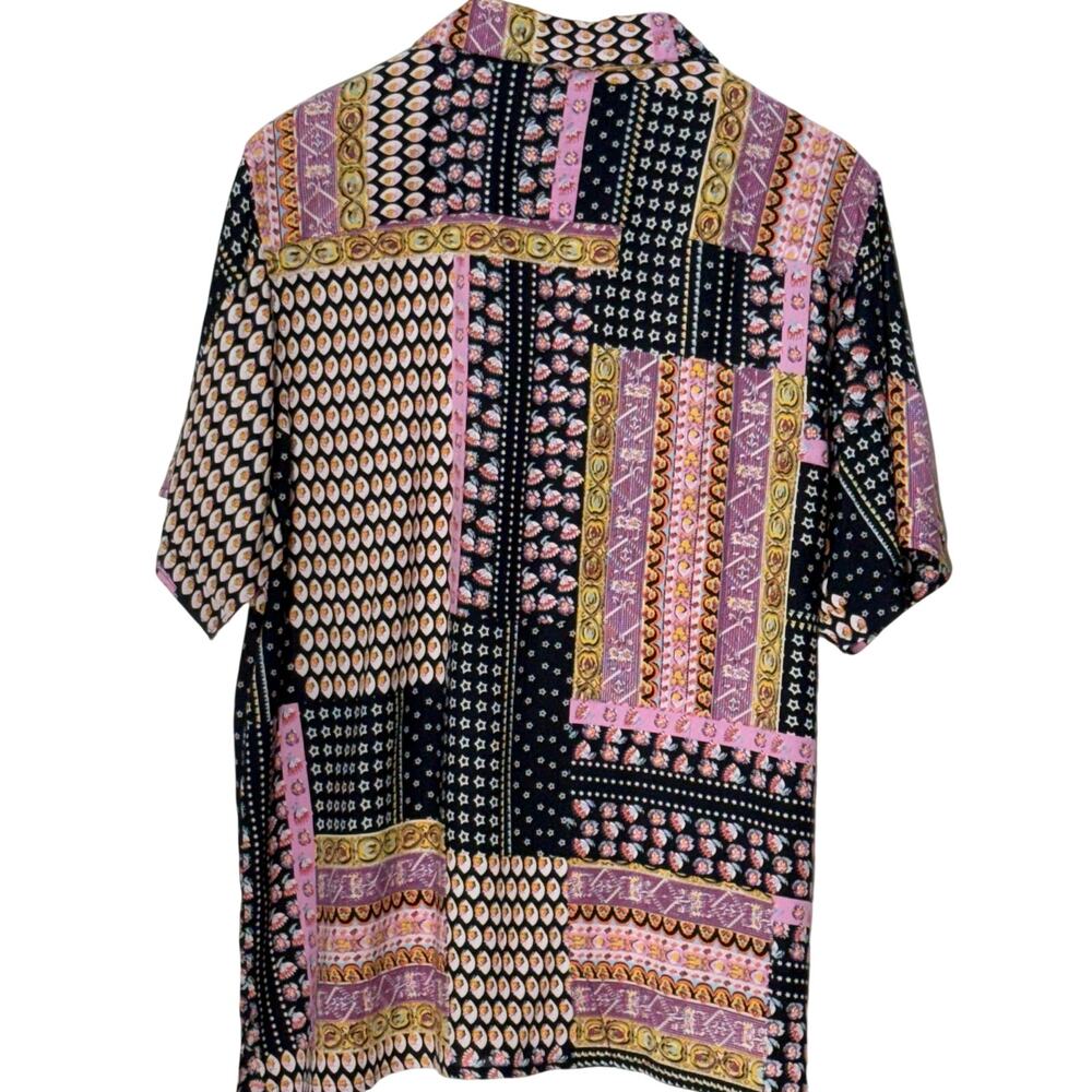 Raga Man Retro Camp Patchwork Button Down Shirt, … - image 3